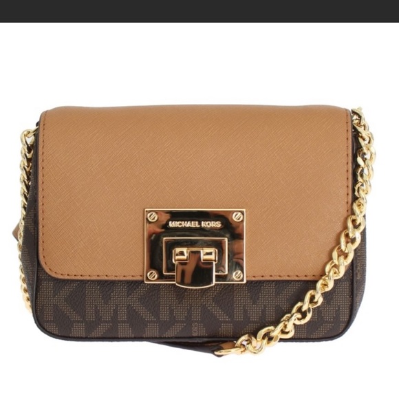 Michael Kors Handbags - Michael Kors Tina Small Leather Clutch acorn